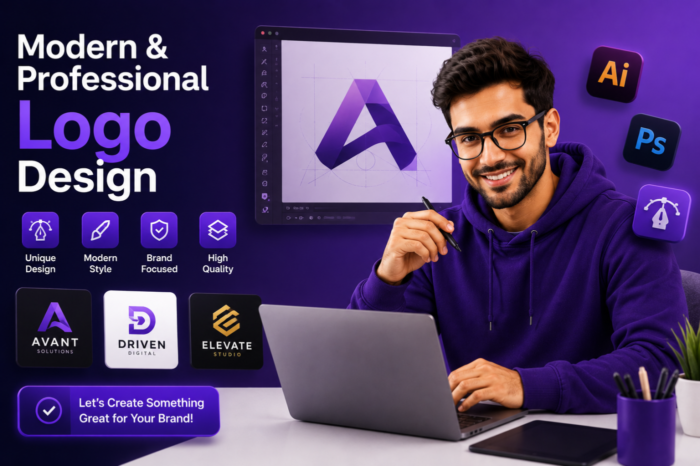 I will design a modern and professional logo for your brand